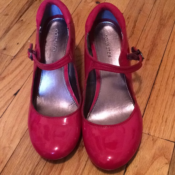 red mary jane wedges